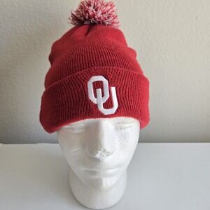 Top of the World Oklahoma Sooners NCAA OU Crimson Red Pom Beanie Hat‎ Knit Cap